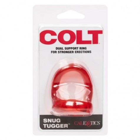 Красное эрекционное кольцо с подхватом COLT Snug Tugger