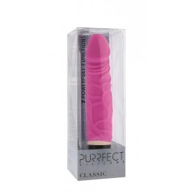 Ярко-розовый вибратор PURRFECT SILICONE CLASSIC 6.5INCH - 16,5 см.