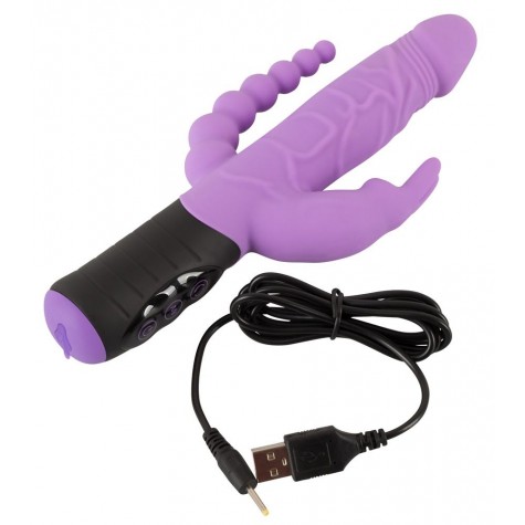 Сиреневый тройной вибратор Triple Vibrator - 22,2 см.